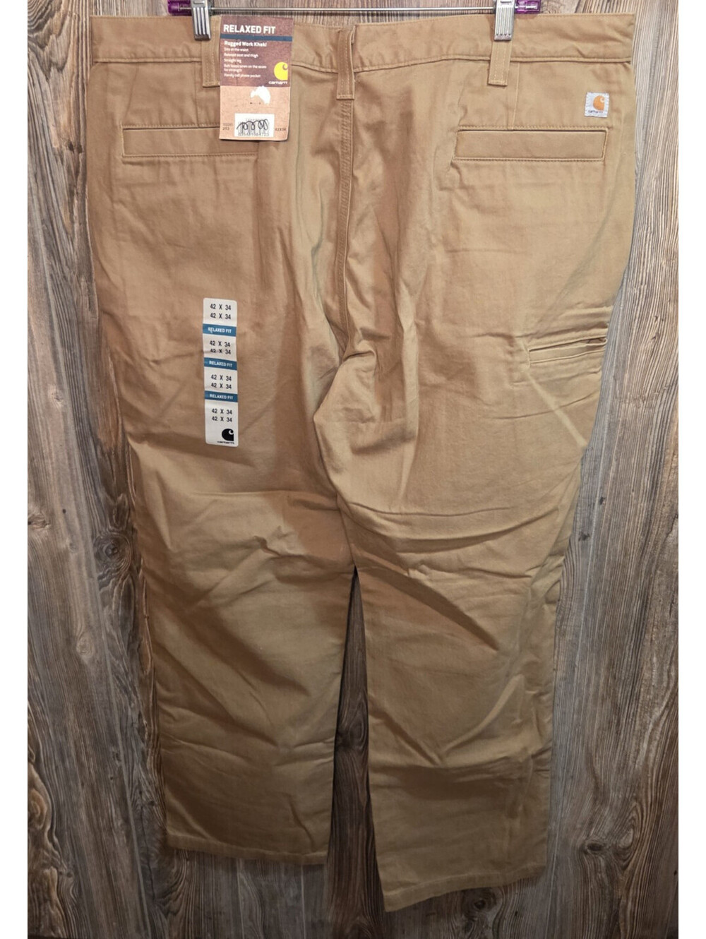 Carhartt 100095-253 Rugged Work Khaki Pants Relaxed Fit Size 42x34 - NEW TAGS